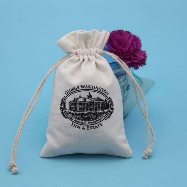 Colored Fabric Drawstring Gift Bags , Durable Cotton Canvas Drawstring Bags