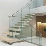 Stylish Brushed Stainless Steel Handrails with Round Plate Cover for Glass