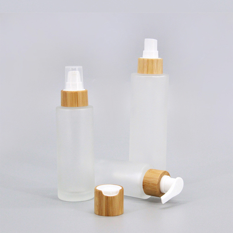 Glass Cosmetic Containers Bamboo Cosmetic Packaging Bamboo Lid Cream Cosmetic Jar