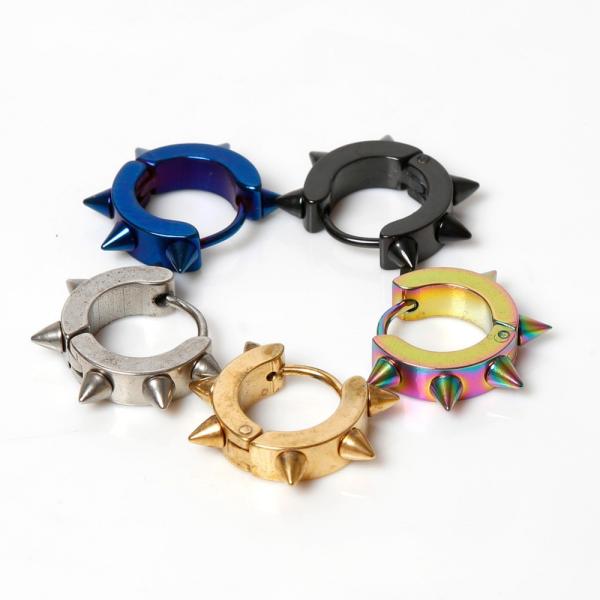 Silver Color&Gold-Color Punk Rock Stainless Steel Small Hoop Earrings for Women