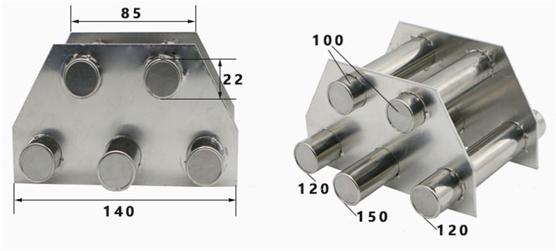 Rod Baffles Magnetic Separator for 10000Gs Grate Hopper Stainless Steel Neodymium Magnet