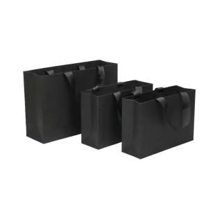 Quality Elegant Promotional Paper Shopping Black Custom Packaging Bag wholesale