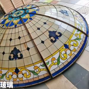 Quality Premium Stained Art Glass Dome Skylight Roof Architectural Antiques Stained Glass Domed Roof wholesale