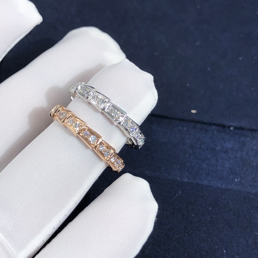 Elegant Customized 18K Gold Serpenti Viper Ring Diamond Ring Yellow Gold White Gold