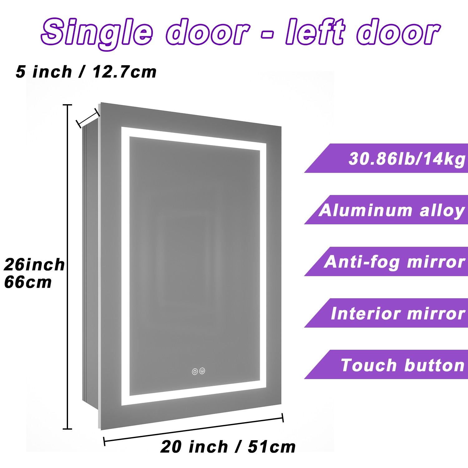 Personalized LED Mirror Medicine Cabinet Shatter Resistant Easy Maintenance