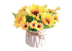 Quality Plastic PE Realistic Artificial Potted Floor Plants Sunflowers For Table Centerpieces wholesale