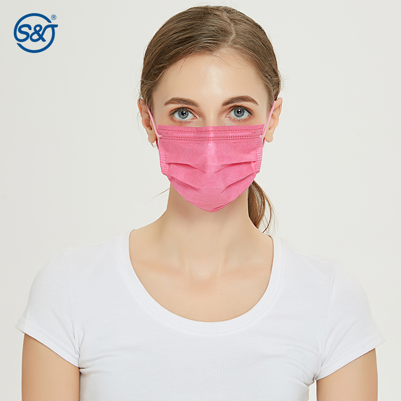 Medical disposable non woven pink dental surgical face mask