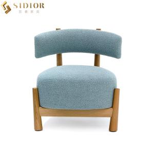 Quality Solid Wood Legs Leisure Lounge Chairs Low Back Fabric Armchair Blue ODM OEM wholesale