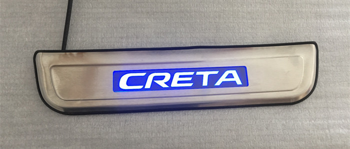 Durable LED Blue Light Side Door Sill Plates For Hyundai IX25 CRETA 2014 2015
