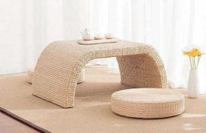 Quality The Cane Makes Up Tea Table Natural Straw Woven Floor Table Natural fiber Window Table wholesale