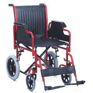 Quality Solid Castor Folding Steel Wheelchair Swing Away Footrest Wheelchair 89cm wholesale
