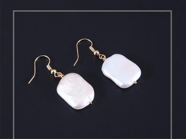 New Natural Baroque Pearl Stud Earrings Hand made Metallic Twist Braided Design