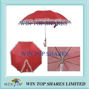 Quality Auto Straight Red Pricess Lace Parasol with Print wholesale
