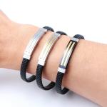 Leather rope bracelet trendy retro leather woven stainless steel men's bracelet