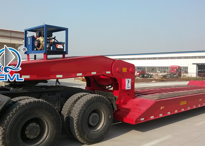3 Line 6 Axles Fuwa Axles Low Bed 100T Semi Trailer Trucks For Equipment Transportation