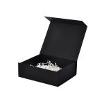 Customized Black Clothing Cardboard Box Biodegradable With Raffia