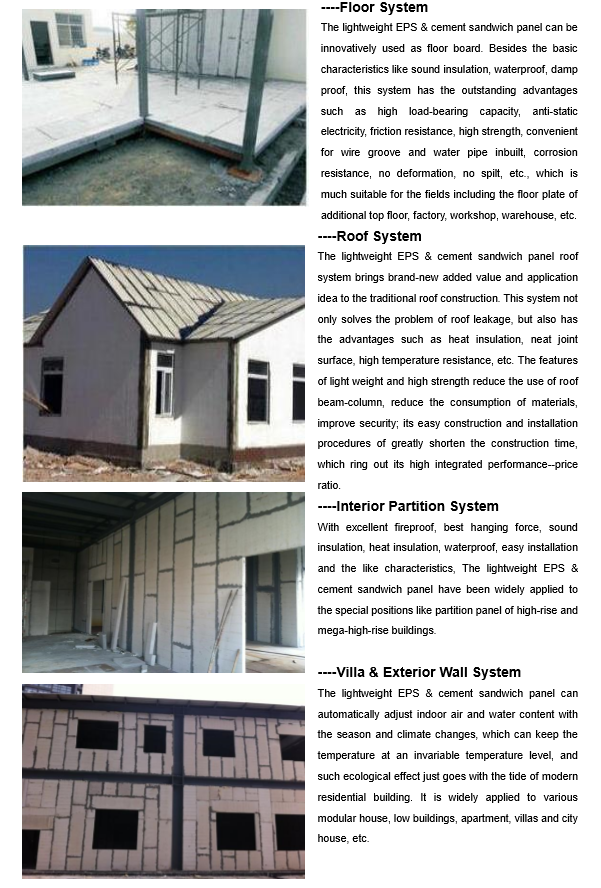 High quality eps cement sandwich partition warehouse wall panel