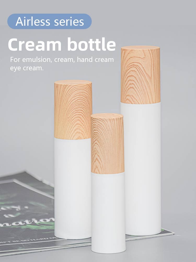 Wood Grain Over Cap PP Airless Pump Bottles 15ml 30ml 50ml