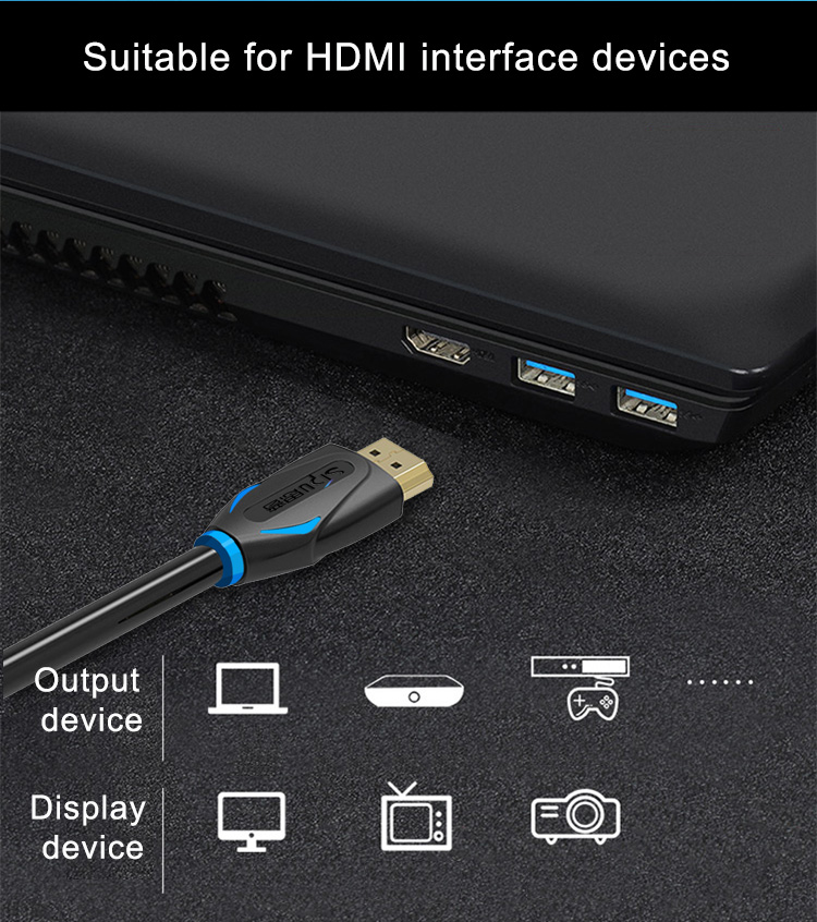 5.5mm OD Audio Video Hd 3d 1080P HDMI Cable 4k 1.5M Fast Transmission