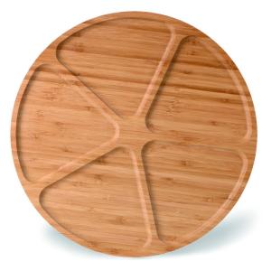 Quality divided large round wood bamboo snacks fruit serving tray wholesale