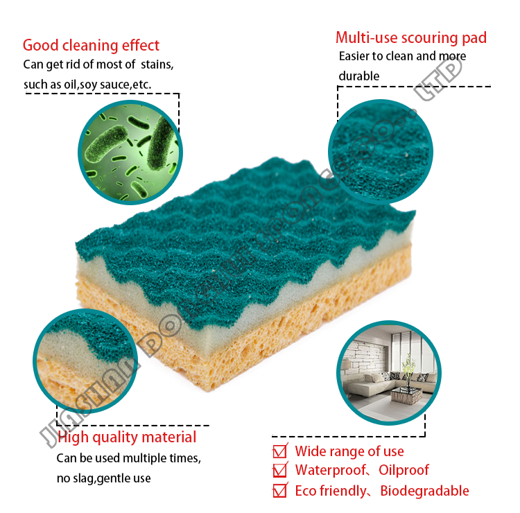 Customized Casabella Cellulose Scrub Sponge Eco Friendly For Deep Cleaning