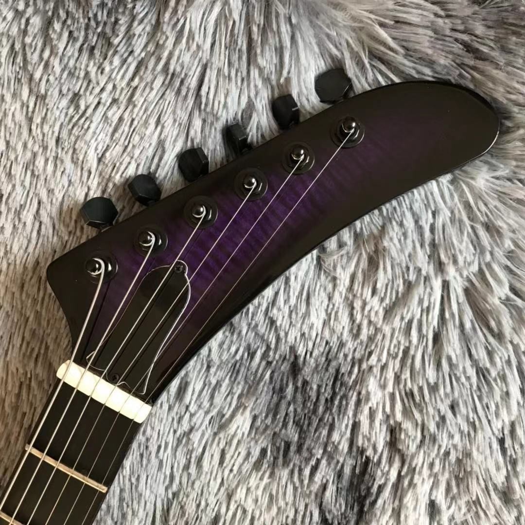 Custom Grand Flamed Maple Top Electric Guitar In Purple Color