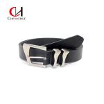 Black Ladies Leather Belt Irregular Metal Needle Buckle Custom Logo