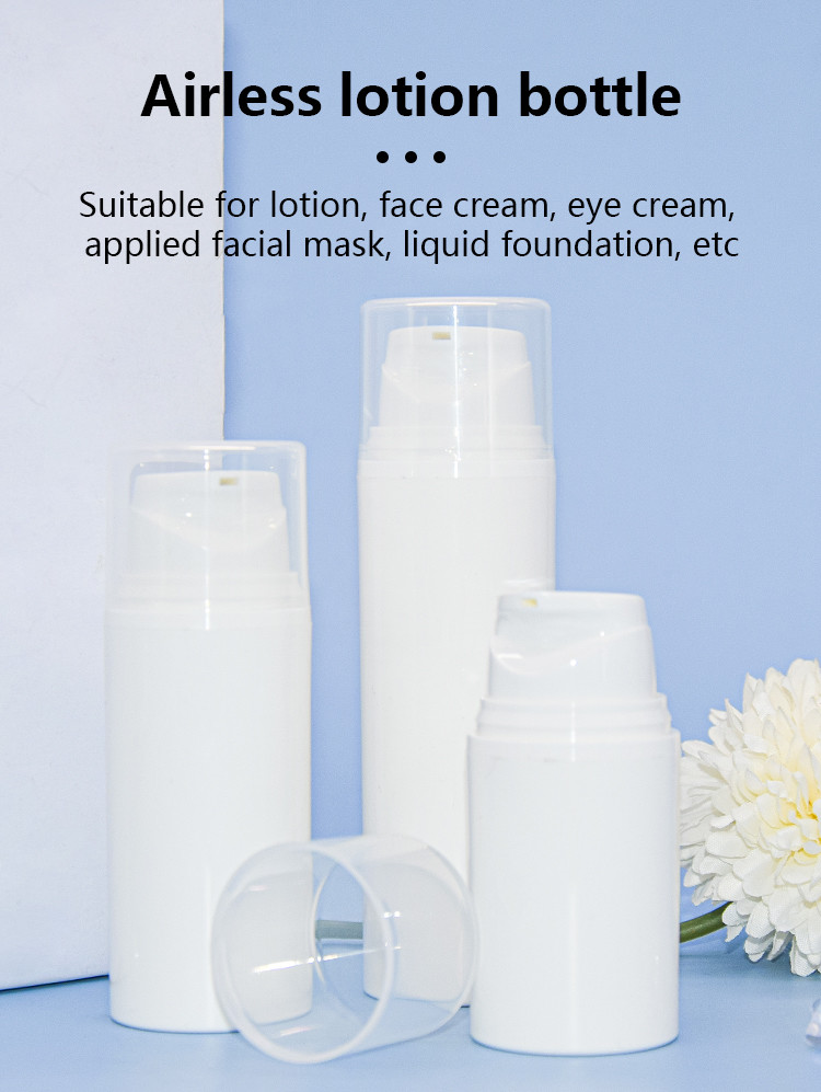 Customized Color Round 15ml / 30ml / 50ml Cosmetic Skincare Vacuum Bottle White PP Airless Bottle For Lotion/Serum/Cream/Foundation/Sunscreen uKA66