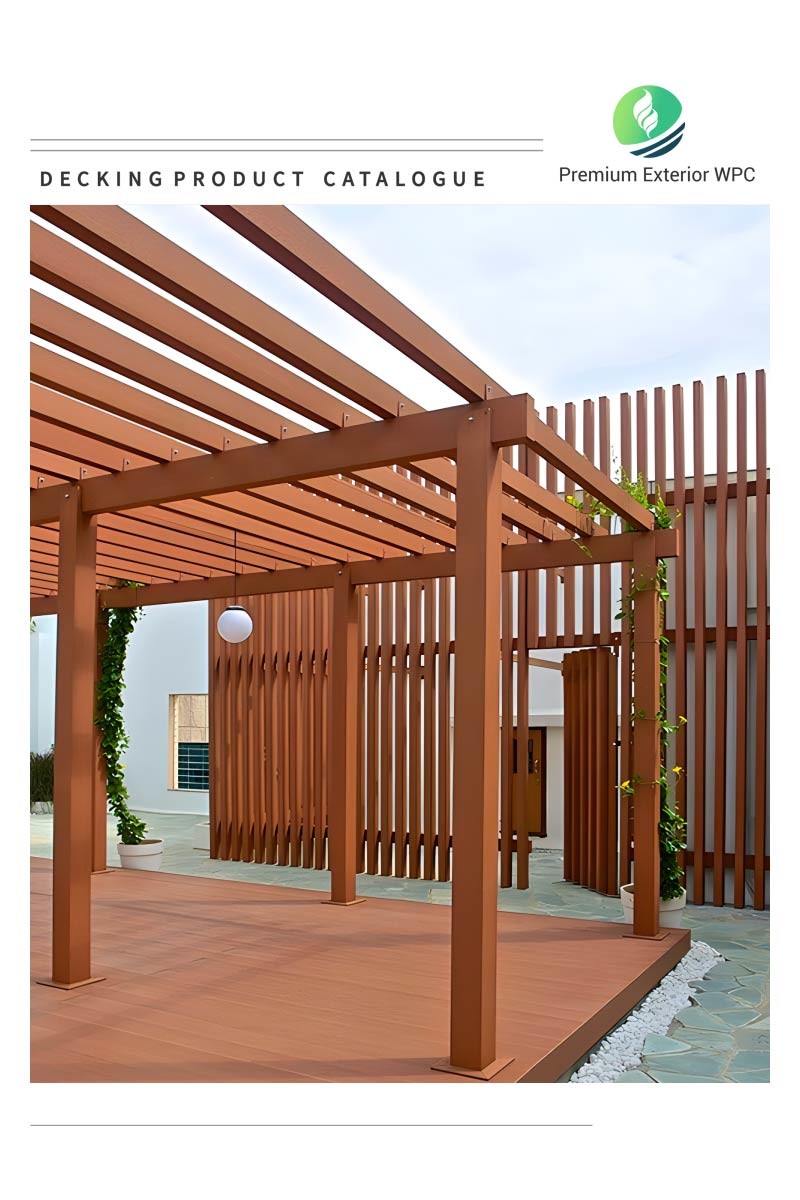 Outdoor Brown WPC Gazebo UV Resistant WPC Pavilion Assembly