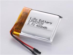 China LP552528 3.7V 400MAH High Capacity LiPo Pack for Long-Lasting Power Supply with Low Temperature Li-po Battery and Silver Foil on sale