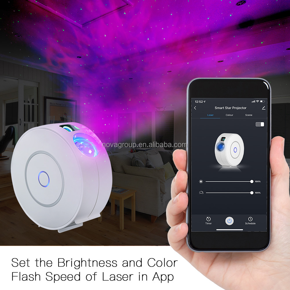 WIFI Smart Star Projector with Galaxy Nebula Cloud/Moving Ocean Wave, WiFi Night Light Projector