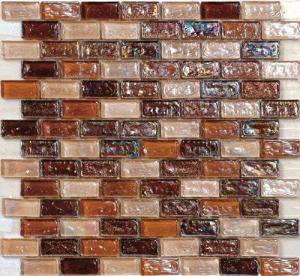 Quality Brown rectangle vertical paving waving glass mosaic tile for walls wholesale