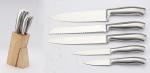 Full stainless steel 5PCS Kithen knife set in wooden block food grade