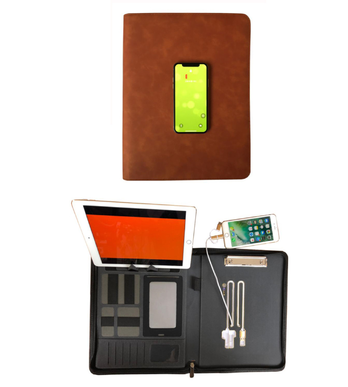 Moistureproof Luxury Leather Portfolio With Calculator Multifunctional Reusable