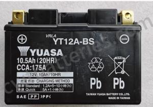 Quality Lead Acid AGM Motorcycle Battery 12V 10Ah Yuasa YT12A-BS Replacement For All Terrain Vehicles wholesale