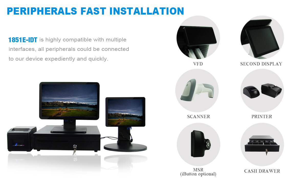 1851E PCAP Touch Screen POS Machine With Optimal Resolution