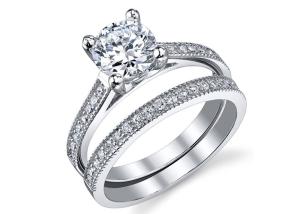 Quality Round Cut 1.25 Carat Diamond Ring , 18K White Gold Ring Set For Wedding wholesale