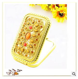 New creative promotion gift customed diamond logo gold luxury pocket makeup