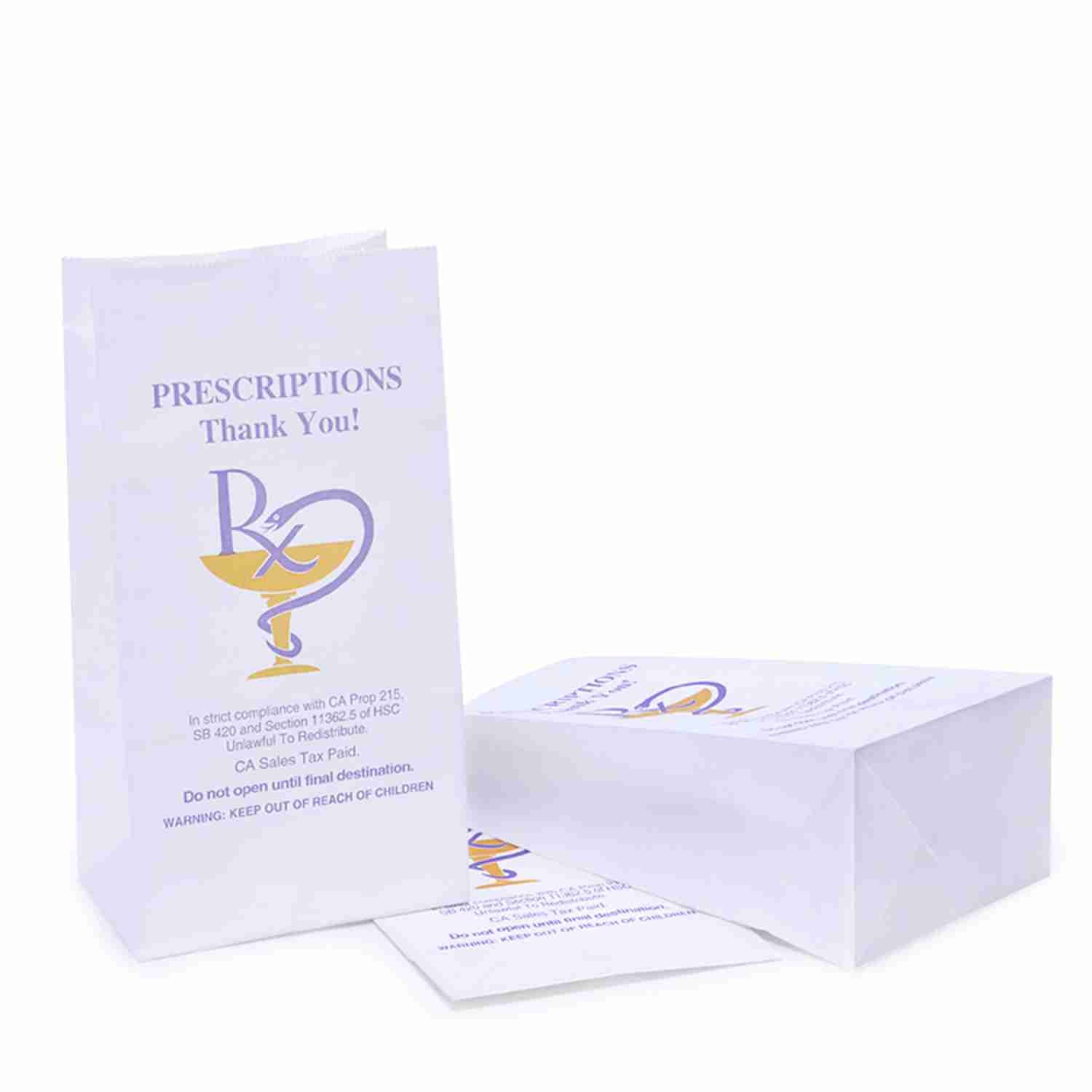 Biodegradable White Green Medical Pharmacy Paper Bag For Air Travel Vomit