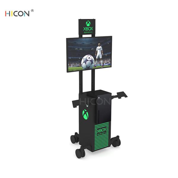 Cheap Floor Black Metal Game Console Display Stand with Luminous Logo for sale