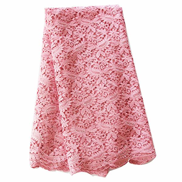 2015 lovely pink stones high quality african cord lace for wedding/ 5 yard/lot