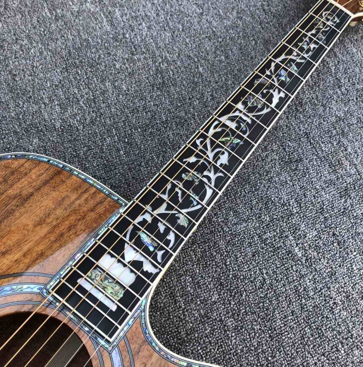 Aablone Tree life Cutaway Koa wood acoustic guitar 41 inch Ebony fingerboard Solid koa guitar