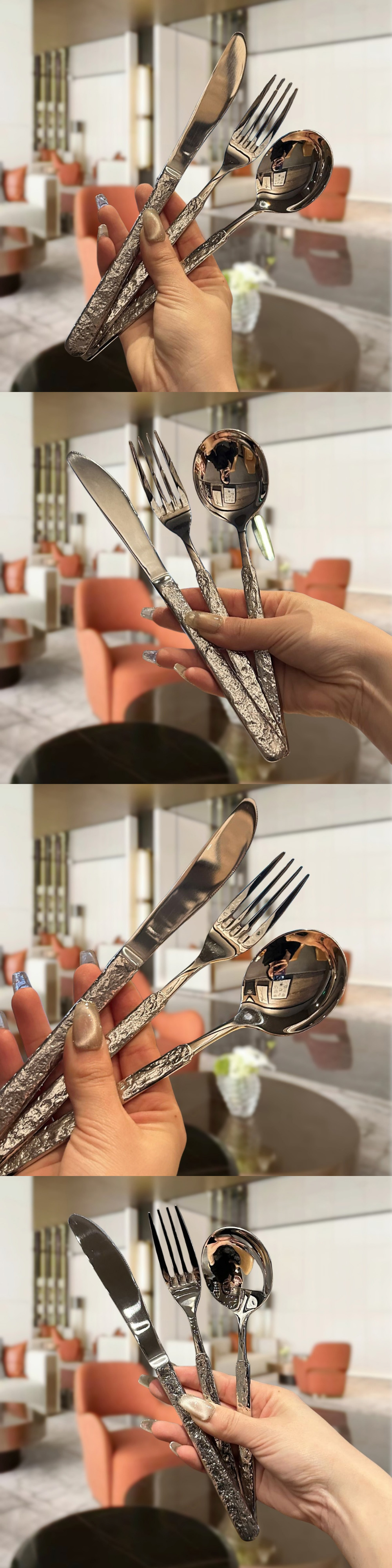 Get Ready to Impress Stocked Retro Silverware with Creative Stone Handle and Mirror Knife