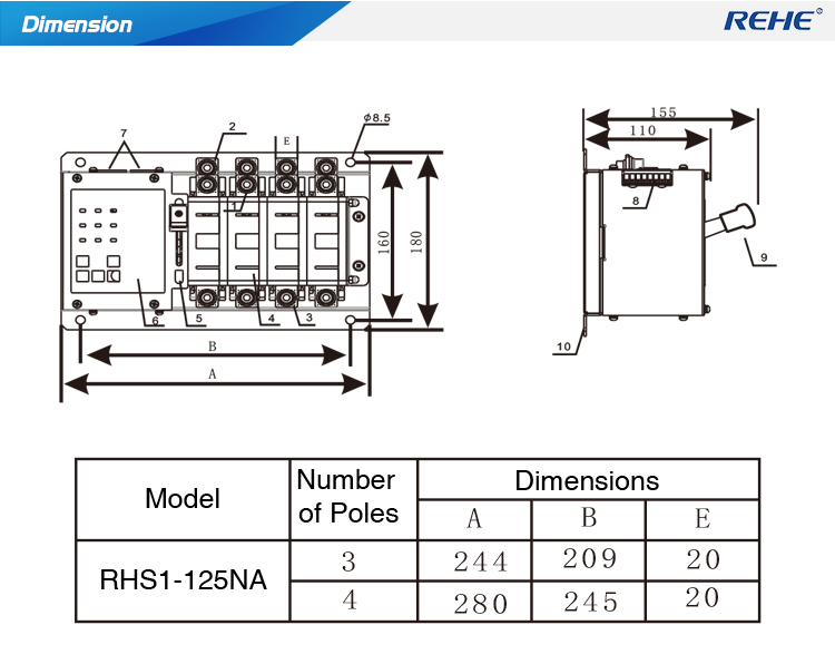 High-Performance 4P 16-125A Automatic Transfer Switch For Generator Changeover Switch
