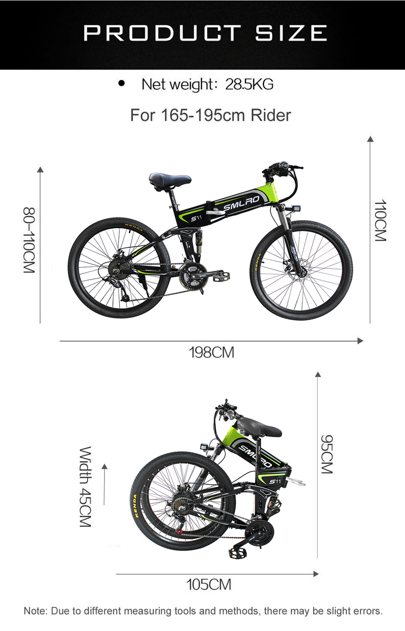 6061 Alu Frame 26 Inch Electric Folding Bike 48V Brushless Geared