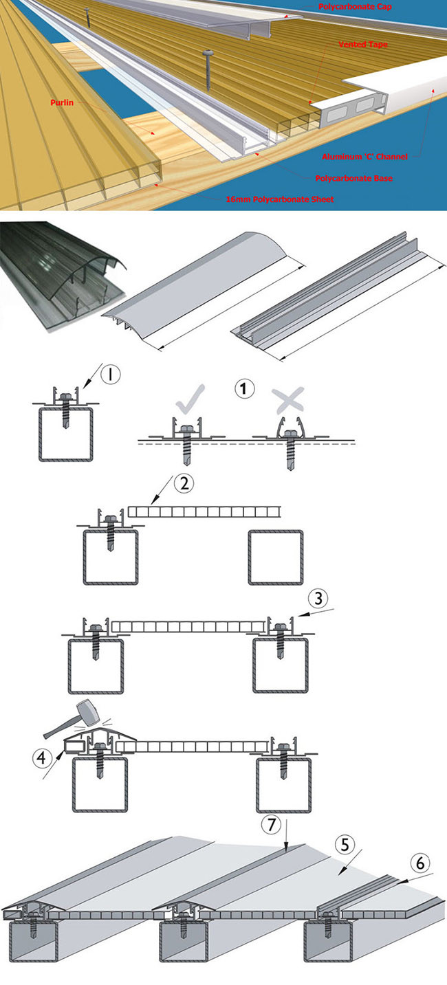 ISO9001 Bronze 20mm Polycarbonate U Profile