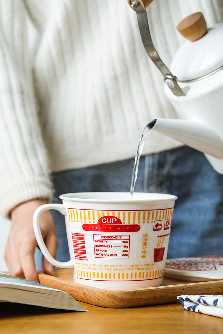 Sustainable Ceramic Instant Noodle Bowl , Porcelain Ceramic Ramen Bowl Set