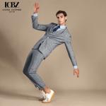 Gray Plaid Vintage Formal Suit for Men's Wedding Wool/Silk Material Woven
