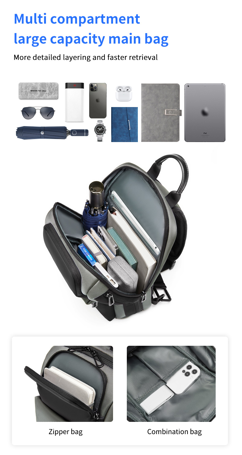 MingLu New Multifunction Crossbody Men Bags Style Shoulder Bag Men Sling Single Chest Bag for Outdoor