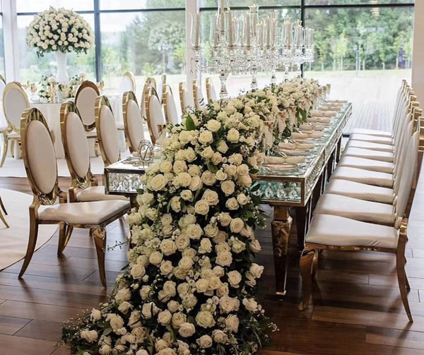 King Wedding Banquet Chairs High Back Decor Backrest Golden Leisure 52x55x112cm